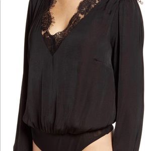 NWT Flattering Socialite black lace trim bodysuit